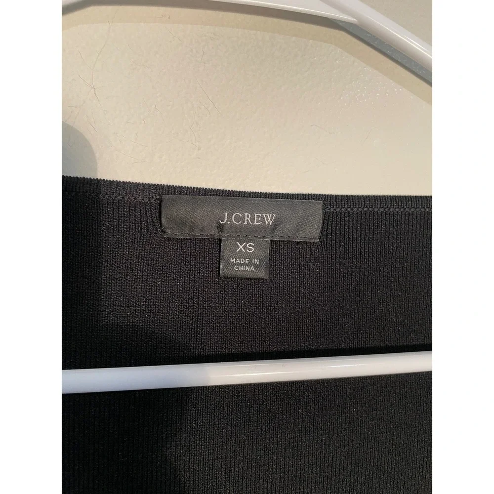J.Crew Black Scoop Neck‎ Bodycon Long Sleeve Midi Dress Size XS
